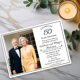 Invitation Fête élégante de 50e anniversaire de mariage Photo