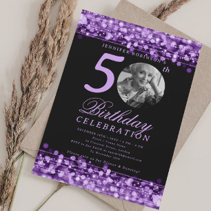 Invitation Fête élégante de 50e anniversaire Photo Lumières v