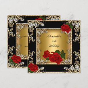 Invitation Fête élégante de 50e anniversaire Rose rouge or No