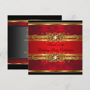 Invitation Fête élégante de 50e anniversaire Rouge Noir Or 2