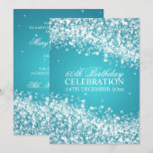 Invitation Fête élégante de 60e anniversaire vague scintillan (Devant / Derrière)