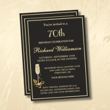 Fête élégante de 70e anniversaire Élégant Noir Or