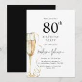 Invitation Fête élégante de 80e anniversaire (Devant / Derrière)