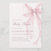 Invitation Fête Élégante de Bébé Coquette Rose (Devant)