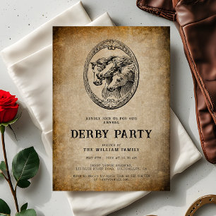 Invitation Fête élégante de derby de cheval de course vintage