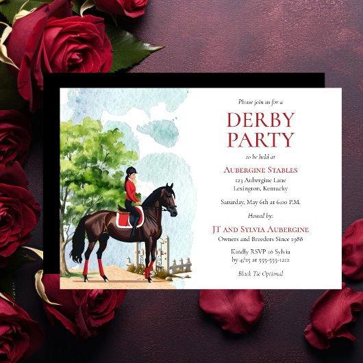 Invitation Fête élégante de Derby de Jockey et de Cheval de C