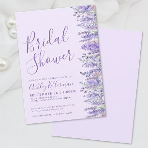 Invitation Fête élégante de douche de mariée aux fleurs lavan
