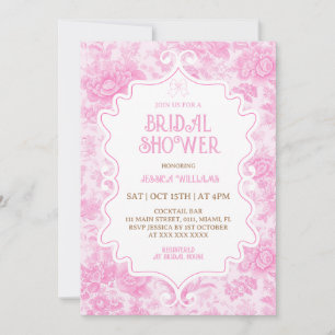 Invitation Fête élégante de douche de mariée florale rose