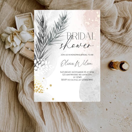 Invitation Fête Élégante de Fleurs d'Hiver pour la Future Mar