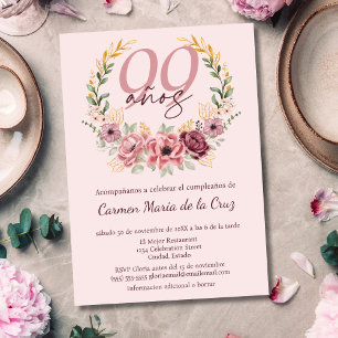 Invitation Fête élégante de fleurs roses espagnoles pour le 9