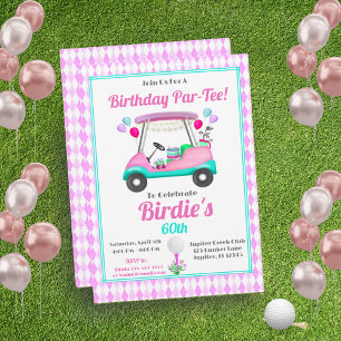 Invitation Fête élégante de golf pour femmes Cart Anniversair