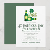Invitation Fête élégante de la Saint-Patrick au trèfle vert (Devant / Derrière)