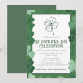 Invitation Fête élégante de la Saint-Patrick au trèfle vert (Devant / Derrière)