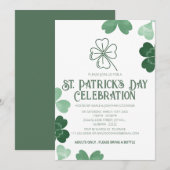 Invitation Fête élégante de la Saint-Patrick au trèfle vert (Devant / Derrière)