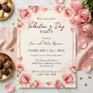 Invitation Fête élégante de la Saint-Valentin à l'aquarelle r