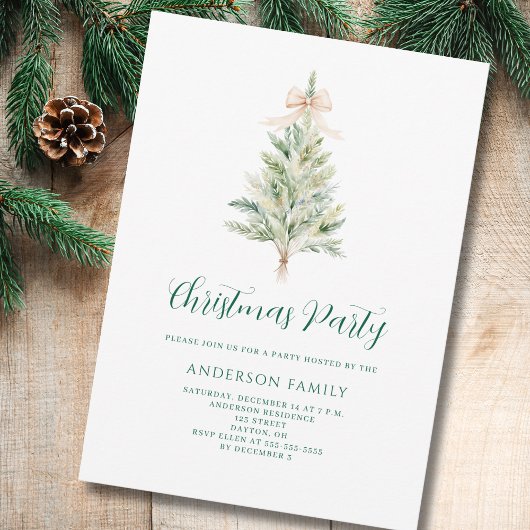 Invitation Fête élégante de l'arbre de Noël