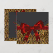 Invitation Fête élégante de léopard rouge (Devant / Derrière)