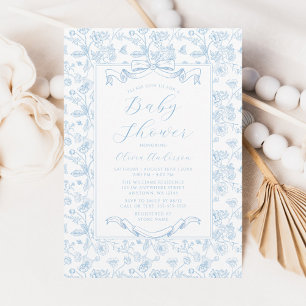 Invitation Fête élégante de naissance de garçon avec un nœud