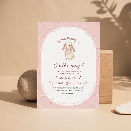 Invitation Fête Élégante de Naissance de Lapin Bébé Mignon