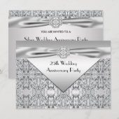 Invitation Fête élégante de noces d'argent de 25 ans (Devant / Derrière)