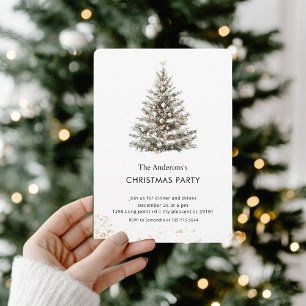 Invitation Fête élégante de Noël arbre en aquarelle