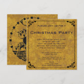 Invitation Fête élégante de Noël avec des rennes pour les fêt (Devant / Derrière)