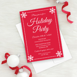 Invitation Fête élégante de Noël avec script Flocon de neige