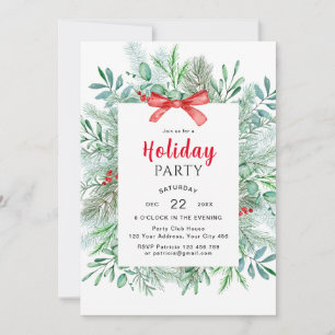 Invitation Fête élégante de Noël avec verdure hivernale
