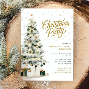 Invitation Fête Élégante de Noël sous l'Arbre d'Hiver