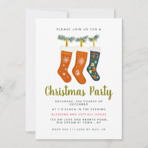 Invitation Fête élégante de Noël sur une corde à linge hivern
