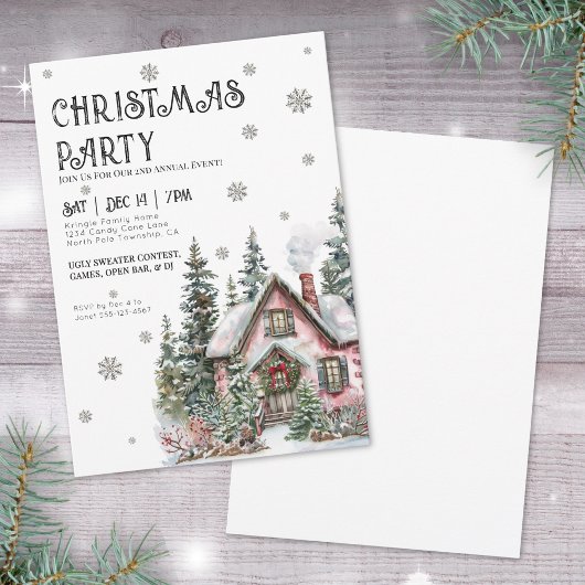 Invitation Fête Élégante de Noël Vacances d'Hiver
