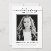 INVITATION FÊTE ÉLÉGANTE DE PHOTO FUNÉRALE MÉMORIALE DE LA VI (Devant)