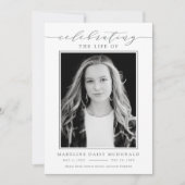 INVITATION FÊTE ÉLÉGANTE DE PHOTO FUNÉRALE MÉMORIALE DE LA VI (Devant)