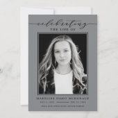 INVITATION FÊTE ÉLÉGANTE DE PHOTO FUNÉRALE MÉMORIALE DE LA VI (Devant)