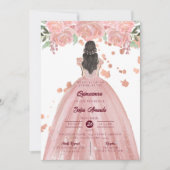 Invitation Fête élégante de Quinceañera en rose blush pour pr (Devant)