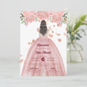 Invitation Fête élégante de Quinceañera en rose blush pour pr (Debout devant)