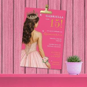 Invitation Fête Élégante de Quinceañera Princesse Rose
