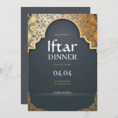 Invitation Fête élégante de ramadan gris Iftar (Devant / Derrière)