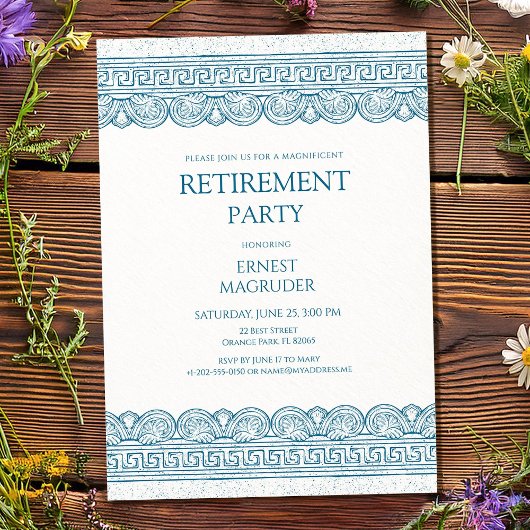 Invitation Fête élégante de retraite en toge bleue
