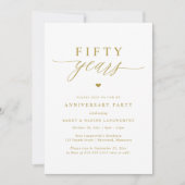 Invitation Fête élégante de script doré pour 50 ans de mariag (Devant)