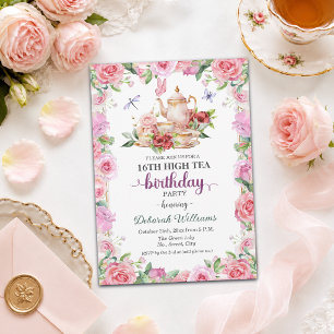 Invitation Fête élégante de thé pour 16 ans