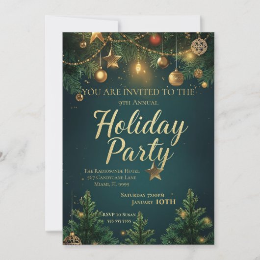 Invitation Fête élégante de vacances (Devant)