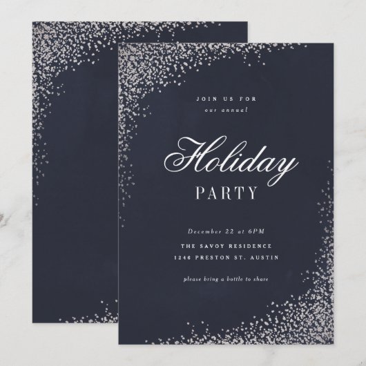 Invitation Fête élégante de vacances de script en feuille d'a (Devant / Derrière)