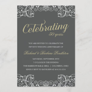 Invitation Fête élégante des 50 ans de mariage