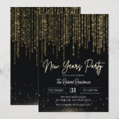 Invitation Fête élégante du Nouvel An (Devant / Derrière)