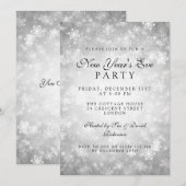 Invitation Fête élégante du Nouvel An Argent Hiver (Devant / Derrière)