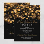 Invitation Fête élégante du Nouvel An Étoiles scintillantes d (Devant / Derrière)