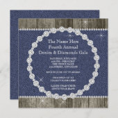Invitation Fête élégante en denim et diamants (Devant / Derrière)