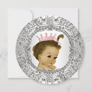 Invitation Fête élégante et chic pour bébé fille rose et arge