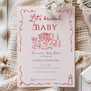Invitation Fête élégante et fantaisiste de bébé Let's Brunch